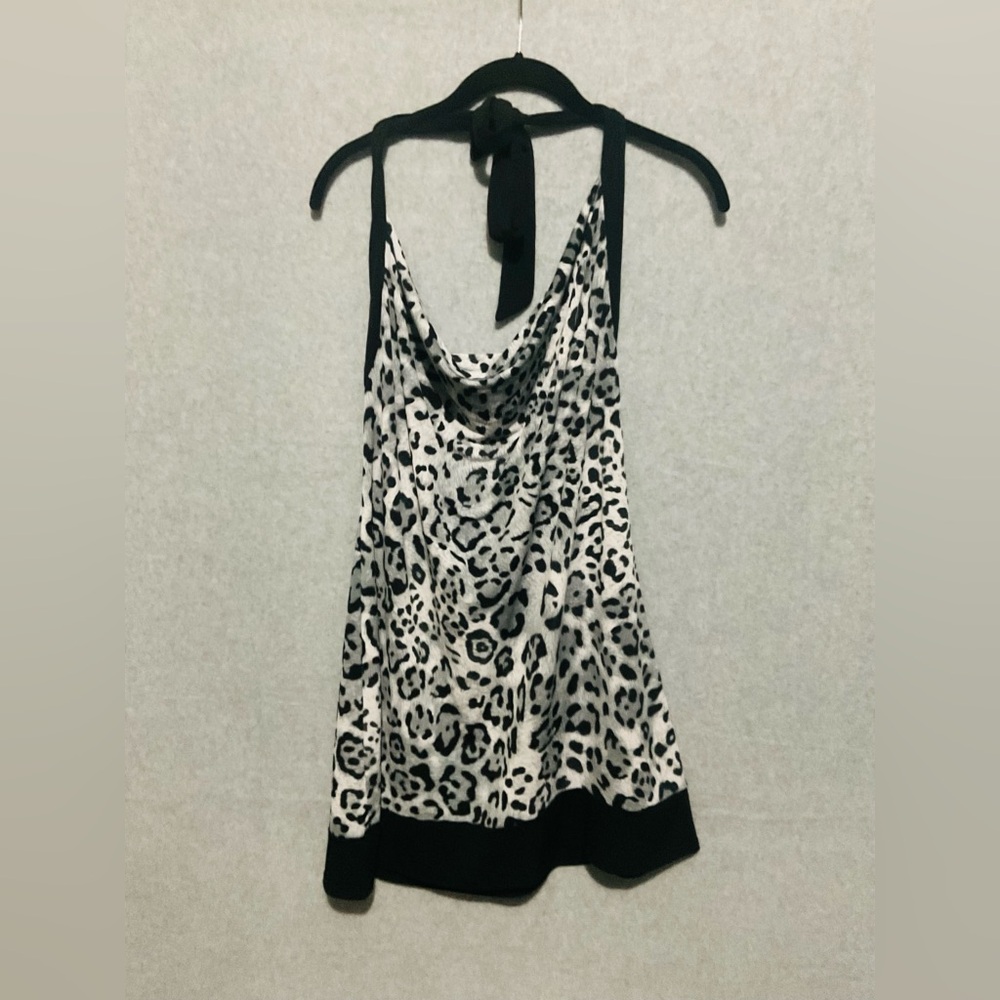 Black & White Leopard Halter Top